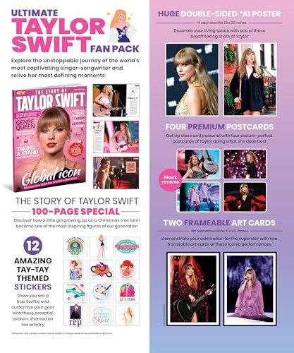 Ultimate Taylor Swift Fan Pack Volume 7 - featuring a double sided poster; TWO art cards; postcards; and a sticker sheet
