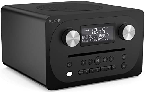 Pure Evoke C-D4 All-in-One Music System with DAB/DAB+/FM Digital Radio – DAB Radio with Bluetooth Music Streaming, Dual Alarms and CD Player – Siena Black
