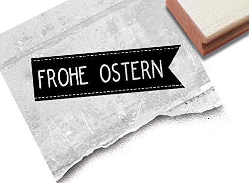 Stempel Osterstempel FROHE OSTERN als Banner - Textstempel für Osterpost, Karten Geschenkanhänger Osterdeko Scrapbook - zAcheR-fineT