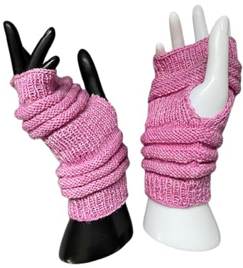 Handgestrickte Handstulpen Damen, Rosa, Fingerlos, Wolle | Pulswärmer, Warm, Handmade, Unikat
