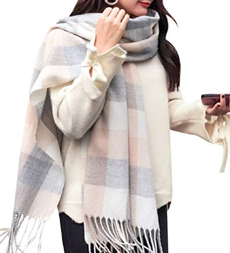 Tuopuda Schal Damen Winter Herbst Oversized Kaschmir Quadratisch Deckenschal Karo Tartan Streifen Plaid Muster Herbstschal Winterschal lange Weich Wraps