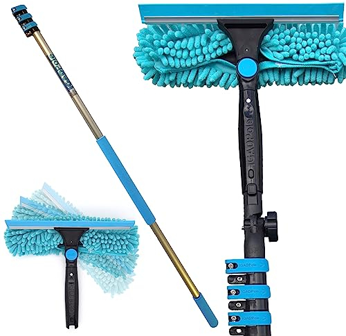 IGAD Pole Professional Telescopic Window Cleaning Kit 12 Foot (3.6m) Extension Pole and Single Pivot 10(25cm) Squeegee, Window cleaning washer tools