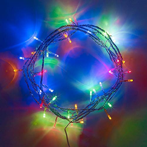 SHATCHI 80 Multicolour LED Lights Clear Cable Battery Operated Fairy String Christmas Tree Wedding Party Birthday Garden Party Window Decorations