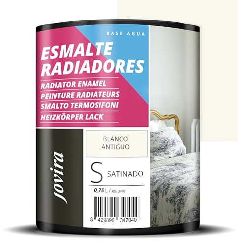 JOVIRA PINTURAS Smalto per radiatori a base d'acqua. Decora e protegge tutti i tipi di radiatori ad acqua e tubi di riscaldamento. (750 Millilitri, Bianco Antico)