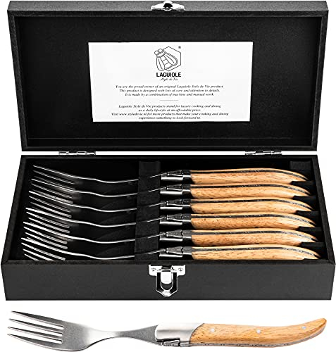 Laguiole Style de Vie Gabeln Luxury Line, 6-teilig, Eichenholz