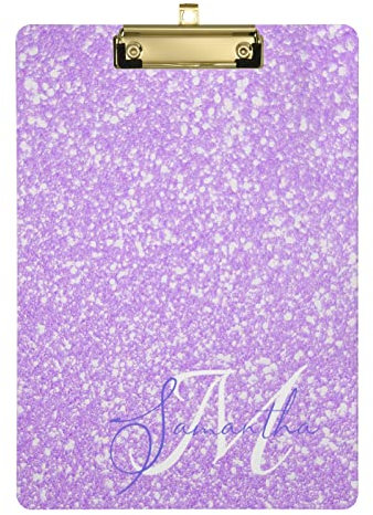 Personalisiertes hellviolettes Klemmbrett, A4 Briefgröße Büro Schreibtafel mit Text für Studenten Frauen Mann – 22,9 x 31,8 cm mit niedrigem Profil Metallclip