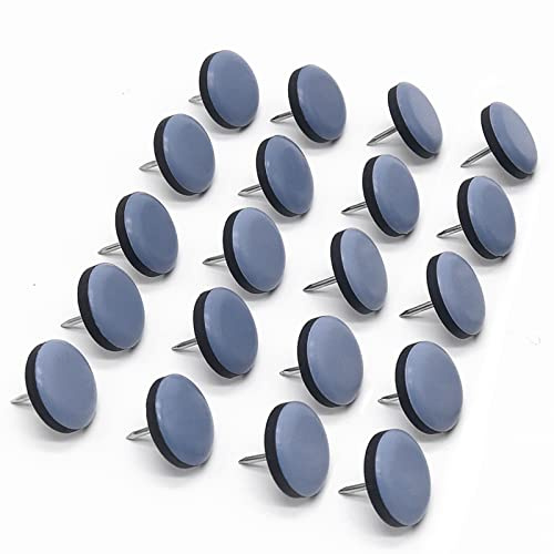 GINOYA Lot de 20 patins en téflon pour pieds de chaise, 25 mm avec clou pour un déplacement facile sur la moquette et le carrelage en bois dur (bleu grisâtre)