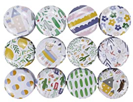 KUMGROT 12 unids redondo vacío colorido metal lata metal lápiz labial contenedor mini latas de lata para caramelo vela polvo Salve sombra de ojos patrón de dibujos animados