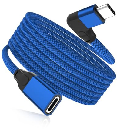 RUXELY USB C Verlängerungskabel 2M,Winkel Typ C 3.1 3.2 Gen2 10Gbps Buchse auf Stecker Adapter,Winkelstecker PD Power Thunderbolt 3 Extension Cable für iPhone 17e,MacBook Pro,iPad Mini Air,Galaxy S26