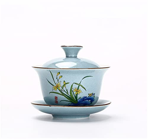 BAtlam Teetasse Keramik Große Deckelschale Teetasse Einzelne Teeschale Weißes Porzellan Teeset Celadon (Color : 02)