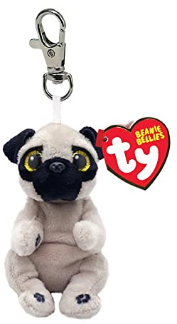 TY Beanie Bellies Clips Bague Porte-clés en Peluche, Izzy Le Carlin avec des Yeux dorés pailletés, Les Animaux en Peluche avec Le Ventre Doux 12 cm T43104