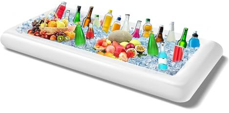 AITUOSI Aufblasbares EIS-Servier-Buffet-Bar mit Ablaufstopfen, Grill, Picknick, Pool, Partyzubehör, Buffet, Salat, Essen und Getränke, Tablett für Party, Picknick und Camping (1 Stück, 134,6 x 65 cm)