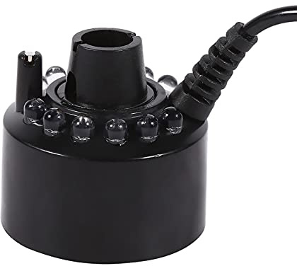 JTLB 24V Ultrasonic Mist Maker with 12 LED Lights, Color Changing Pond Fogger Atomizer for Water Fountain, Indoor Pond, Rockery, and Humidifier