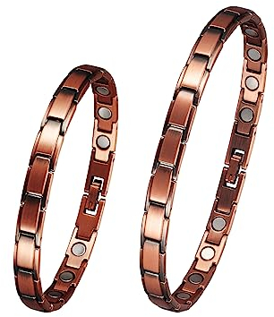 Magnetfeldtherapie-Arthritis-Kupfer-Schmuckset für Frauen, 3500 Gauss-Magnettherapie lindert effektiv Arthritis und Handgelenkschmerzen, Kombination aus Mode und Gesundheit (Armband+Fußkettchen) (C)
