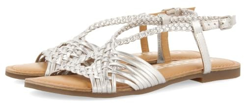 GIOSEPPO Sandalias Plateadas DE Piel con Tiras Cruzadas para Mujer AIDONE