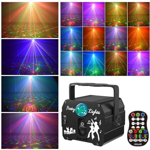 DJ Disco Party Lights, Sound Activated Stage Effect Strobe Light for Kids Home Birthday Wedding Karaoke KTV Parties Indoor Projector, 90 Patterns with Control