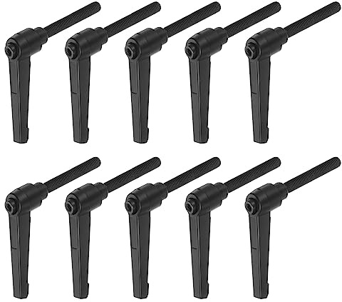 QUARKZMAN 10pcs Réglable Serrage Levier Poignées M8 x 60mm Noir | Goujon Boulon, Boutons Rotatif Vis, Cliquet Pousser Bouton Poignée, Homme Filetage Fileté, Verrouillage Rapide Libérer