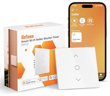 Refoss Interruttore per Tapparelle WiFi con Apple HomeKit, Timer per Tapparelle, Interruttore per Tende con Controllo Percentuale, con Retroilluminazione, Compatibili con Siri, Alexa, Google