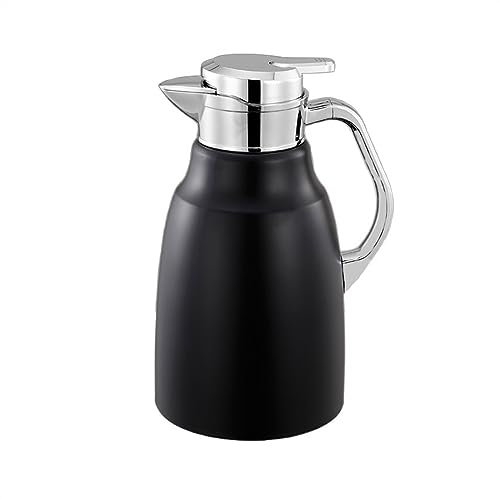 GRFIT Carafe Thermique Thermos de Grande capacité 2L, Thermos Haut de Gamme en Acier Inoxydable 316, cafetière d'extérieur, théière avec Filtre Thermos a The (Color : Noir)