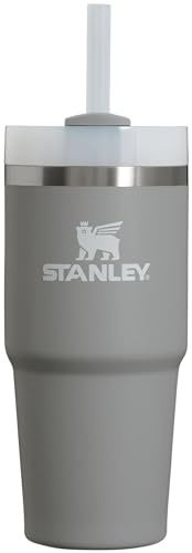 STANLEY Quencher H2.0 FlowState - Vaso aislado al vacío de acero inoxidable con tapa y popote para agua, té helado o café, batidos y más, piedra, 14 onzas