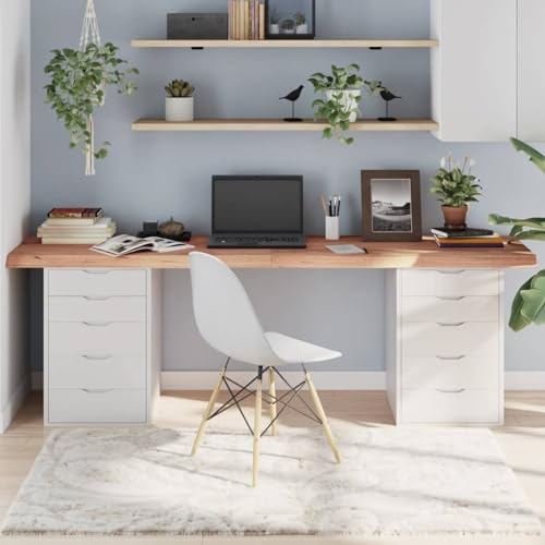 ZEYUAN Tischplatte Hellbraun 220x50x6 cm Massivholz Eiche Behandelt, Arbeitsplatte, Holzplatte, Schreibtischplatte, Waschtischplatte, Küchenarbeitsplatte - 3156404