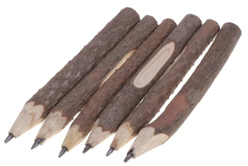 NUOBESTY Natural Tree Branch Pencils Set 6Pcs Rustic Wooden Sketch and Drawing Pencils for Artists Kids Creative Outdoor Use