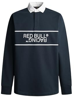 Red Bull Racing X Pepe Jeans Herren RBR Logo Reflect Panel Rugby Shirt Polo, Blue (Dulwich Blue),