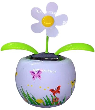 Wackelkopf Solar-Blumenauto, 14 cm Wackelkopf-Figuren, ap-ple Blumen tanzende Auto-Dekoration, automatische Schaukel Blumenornamente, einzigartige Dekorationen für Auto-Armaturenbrett