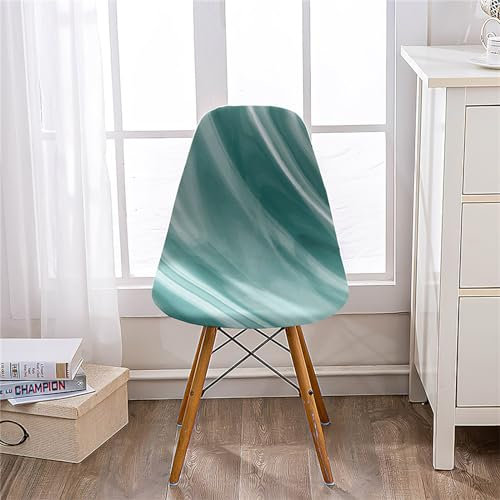 Hiseng Stuhlhussen, Marmor Stil Schalenstuhl Bezug, Stretch Stuhlbezug für Skandinavische Stühle, Waschbar Hussen für Stühle, Stuhlbezüge für Hotel, Hochzeit, Partys Deko (4 Stücke,Türkis)