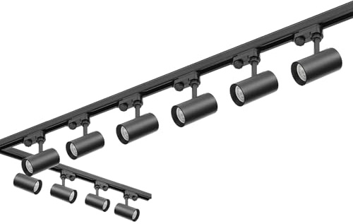 3-Phasen-Schienen-Set NEXTRACK - Schienensystem Komplett-Set 12x GU10 Lampe 1m Schiene, 2x 2m Schiene, gerader Verbinder, L-Verbinder (Schwarz, 1m+2x2m Schiene + Verbinder I&L)