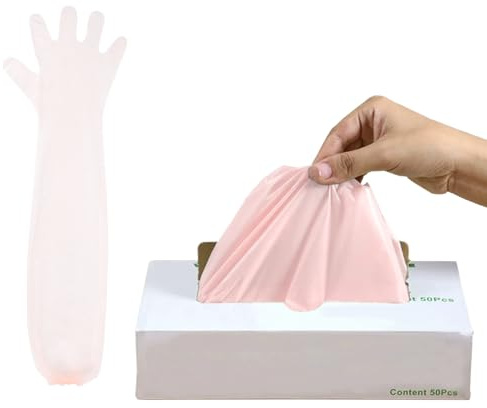 OhMill – Guantes desechables veterinarios – Guantes largos sin látex, polvo – Manoplas estériles impermeables para la inseminación artificial – Exámenes veterinarios
