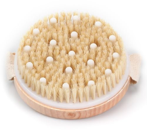 BRITECO Dry Brushing Body Brush - Lymphatic Drainage Exfoliating Brush for Smooth Skin | Natural Bristles| Dry & Wet Use, Improves Circulation, Cellulite Reduction | Perfect for All Skin Types