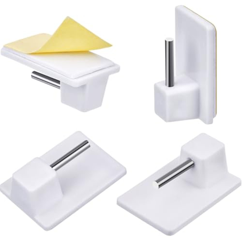 Confezione da 20 ganci autoadesivi per finestre, adesivi per aste per tende, bianco (angoli quadrati)