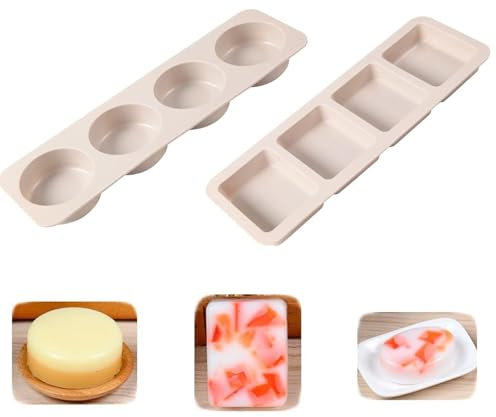 Seifenformen Silikon - 2 Stück Seifenform Silikonform Rundes Rechteckig - DIY Seife Selber Machen für Handarbeit Seife Kuchen Schokolade