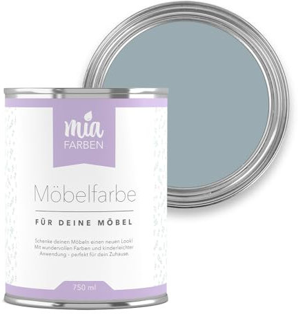 miafarben Möbelfarbe für Holz 750ml, Kreidefarbe, Möbellack ohne schleifen, Kreidelack (Mildes Nebelblau)