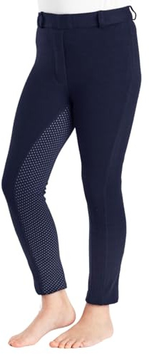 Farnell Grip Seat Children’s Jodhpurs - Unisex Equestrian Trousers with Full Grip Silicone Seat, Durable Stretchy Fabric, Pull-On Style, Elastic Waistband & Belt Loops - 11-12 Years - Navy Blue