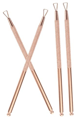 ELAYARD Edelstahl Nagelhaut Schaber 4 Stück Dreieckiger Nagelgelentferner Nagelschaber Für Maniküre Und Pediküre Ergonomischer Griff Für Nagelkunst Und Nagelpflege Roségold