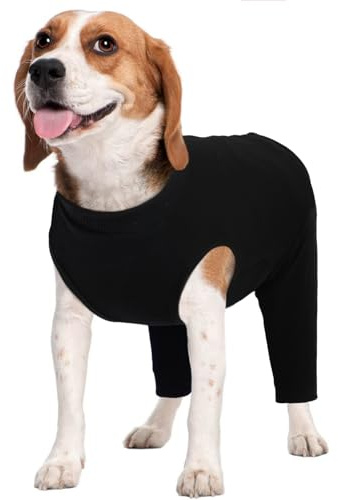 Kuoser Op Body Hund Kastration Rüde Hündin, Hundebody Nach Op mit Beinen Leckschutz Hund Hinterbein, Jumpsuit Hunde Alternative zum Halskragen,Schwarz M