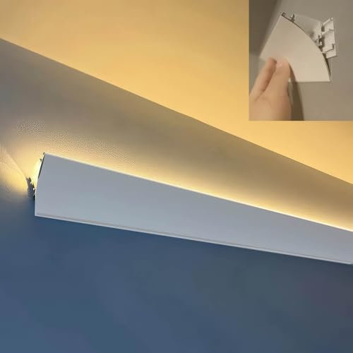 Générique Plinthe décorative à LED avec profilé en Aluminium et diffuseur - Plinthe décorative indirecte pour la Maison, 1 m/3,3 pi