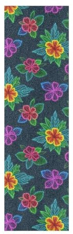 Amooorous Bunte fluoreszierende, neonfarbene tropische Blumen, Griptape für Skateboards, rutschfestes Roller-Zubehör, reißfestes Griffband, Cruiser-Board, 84 x 22,9 cm