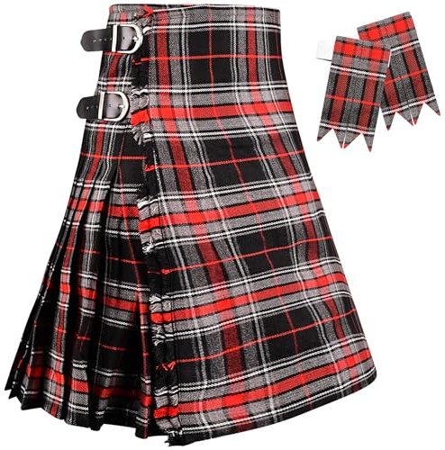 H HIGHLAND REDSTONE Kilt for Men - 16oz Traditional Scottish Tartan, 5 Yards Premium Acrylic Wool Kilts (Spirit of Bruce, 34-36)