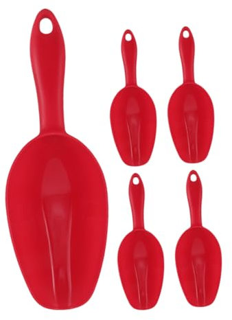 Alipis 5 Pièces Cuillère à Glace Plastique Rouge Ustensile Multi Usage pour Grains Glace et Farine pour Cuisine Bar et Buffet