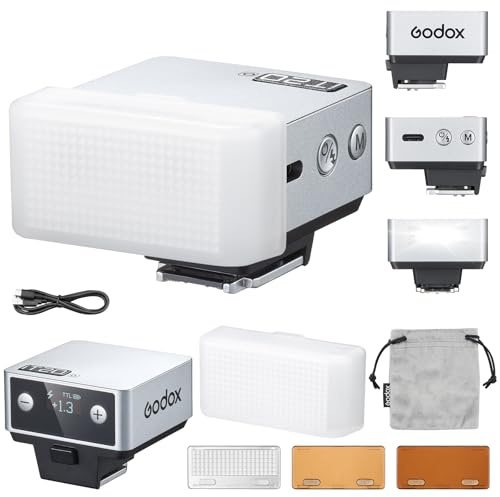 Godox iT20-O iT20 O Flash de La Cámara con Difusor Blanco Speedlite 6 Niveles de Potencia 700 Flashes a Plena Potencia TTL Camera Flash con Chip de Color Magnetico para Olympus Panasonic DSLR(Plata)