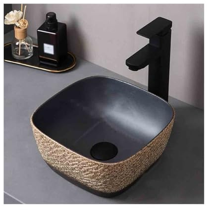 Lavabo de baño pequeño sobre encimera, Lavabo Cuadrado, baño doméstico con Accesorios, Lavabo de tocador