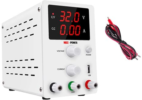 Fuente de Alimentacion, Banco digital regulado conmutación DC USB Fuente de alimentación 3 0v 10a Regulador de fuente de alimentación de banca de laboratorio ajustable(AU)