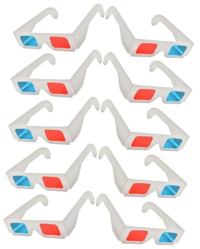 HEMOTON Occhiali 3D di Carta Rossi e Blu Set da 10 Pezzi per Visione Film 3D a Casa Occhiali Anaglifi di Scena per Feste Compleanni e Uso Quotidiano
