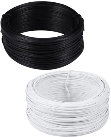 PVC Ummantelter Draht 2 Rollen, Flexibel und Verschleißfest für Garten | Blumenarrangements und Haushaltsverpackung, Weiß und Schwarz, für Beutel Sowie Drähte