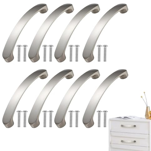8 Pack Silver Kitchen Cupboard Door Handles, 96mm Brushed Silver Cabinet Handles With 16 Screws, Kitchen Unit Cabinet Wardrobe Door Handle,Aluminum Alloy Wardrobe Handles for Drawer Bathroom Furniture
