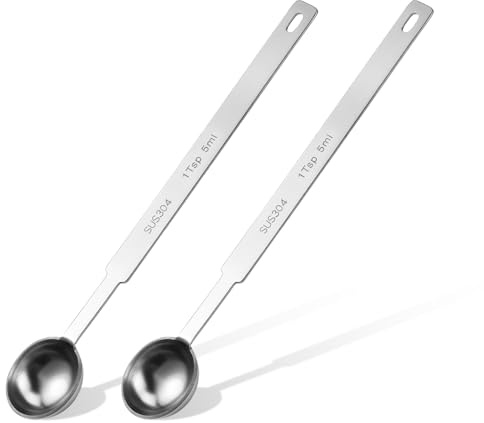 HJZHII 2 Stk Messlöffel 5ml, 17.9cm Lang Messlöffel Edelstahl Dosierlöffel