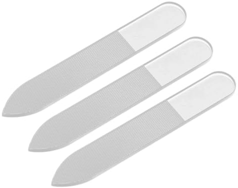 Glasnagelfil set om 3 (12 cm) med spets – premium glasfil för naturliga naglar och manikyr – mild nagelvård, förseglade nagelkanter – professionell nagelfil hållbar och tvättbar – perfekt present för